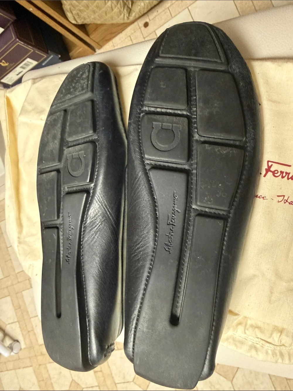 Salvatore Ferragamo Black Leather Bit Loafers with Gold-Tone Hardware